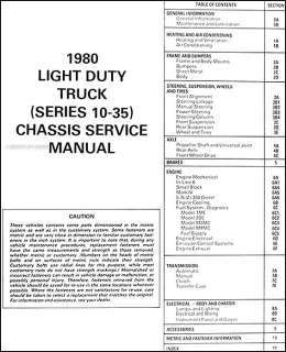 1980 Chevy Truck Shop Manual Pickup Blazer Suburban Van Scottsdale 