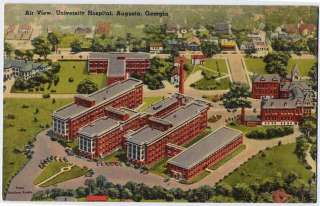 1939 AUGUSTA GA old University Hospital Aerial postcard  