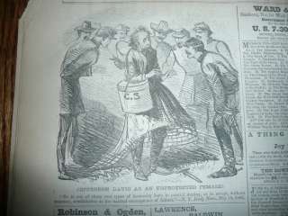 1865 Newspaper Abraham Lincoln Funeral Jefferson Davis Civil War 