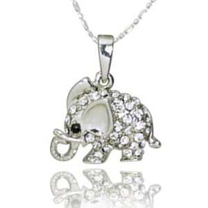  Necklace Silver Elephant With Clear Crystals Toys 