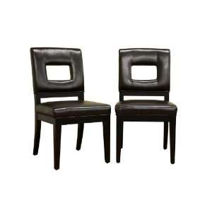  Faustino Dark Brown Leather Dining Chair Set of 2: Home 