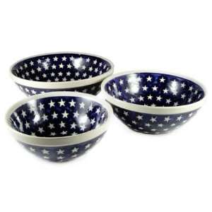    Polish Pottery Stars 3 Piece Serving Bowl Set: Kitchen & Dining