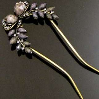    1 AUSTRIAN rhinestone crystal bow tie hair fork wedding