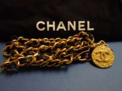 CHANEL Classic Gold Chain Belt CC Logo Leather Vintage Bag CoCo Coin 