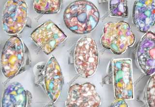 Wholesale lot 25 rainbow gemstone silver p Rings free  
