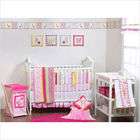 Bacati Girls Stripes and Plaids Crib Bedding Set in Pink / Green 