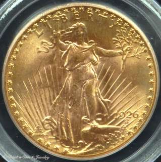 This is a 1926 $20 Gold Saint Gaudens Double Eagle graded and 