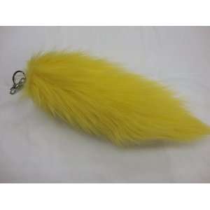 Yellow Foxtail 12 Keychain with Clip fox Tail