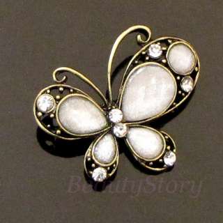    1 pc antiqued rhinestone butterfly brooch pin  