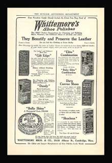1910 Whittemores Shoe Polishes Vintage Print Ad  