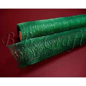   Mesh Wrap Metallic Stripes 2.5 Inch x 25 Yards, Emerald Emerald Line