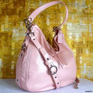   LARGE RARE PINK PEARL SHIMMER SOFT LEATHER ZOE HOBO BAG PURSE  