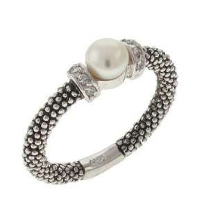 Freshwater Pearl Beaded Stacking Ring Sterling Silver Bali 