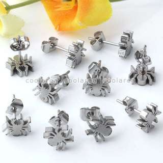 5pair Spider Stainless Steel Fashion Ear Studs Earrings  