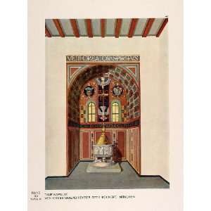  1930 Art Deco Baptismal Font Chapel Church Print NICE 