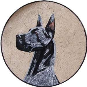  40 Noble Dog Marble Mosaic Medallion Wall Art Tile