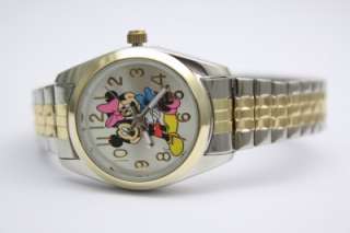   Mickey and Minnie Two Tone Stretch Band Classic Watch MCK803  