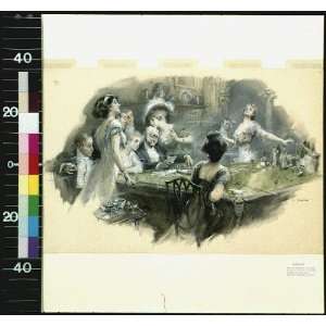    Men,women in evening dress around a gambling table