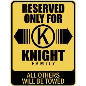   RESERVED ONLY FOR KNIGHT FAMILY  PARKING SIGN