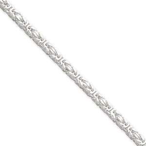  Sterling Silver 30 inch 3.25 mm Byzantine Chain Necklace 