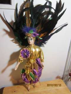 Mardi Gras!! Show Stopper Gorgeous Glitter Porcelain Hand Painted 17 