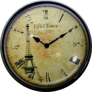 inch Crystal Dome Button Clock Face #17 wEiffel Tower  