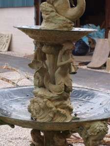 Large Verdigris Bronze Garden Water Fountain   Cherubs Mermaids 