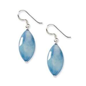  Sterling Silver Blue Mother of Pearl Earrings: Jewelry
