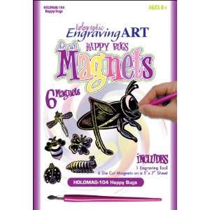 Holographic Engraving Art Magnets Happy Bugs 