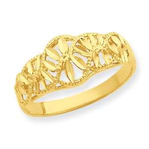  14K Diamond cut Cut Out Vine and Leaf Design Dome Ring 