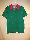 Quacker Factory 1x polo embroidered shirt top pink green plus blouse