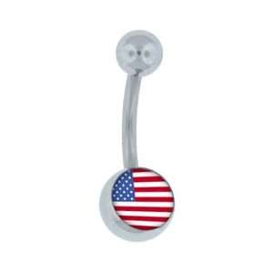  USA Flag Logo Belly Button Navel Ring Jewelry