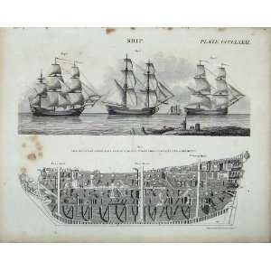  Encyclopaedia Britannica War Ship Mizzen Mast Plan Fore 