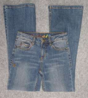 NEW MUDD Girls Embellished Flare Leg Blue Jeans Adjustable Waist Size 