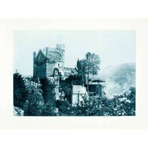  Photogravure Rheinstein Castle Germany Johann C. Lassaulx Historic 