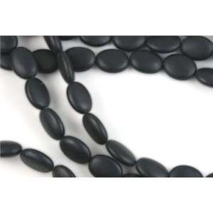 Black Onyx Beads Flat Oval Matte Finish 12x16mm [10 strands wholesale 
