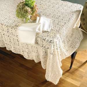  White Mirabelle Crochet Square Tablecloth