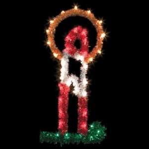 Lighted LED Metallic Candle Outdoor Pole Mount Christmas Decoration