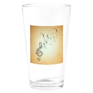    Pint Drinking Glass Treble Clef Music Notes 