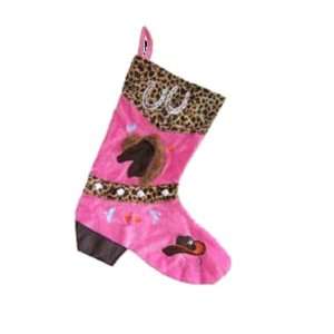   Deluxe Cowgirl Leopard Cowboy boot Christmas Stocking: Home & Kitchen