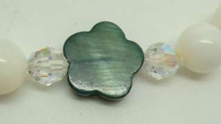 12MM MOTHER OF PEARL SHELL BEADS , 6MM SWAROVSKI BEADS , AND 8MM WHITE 