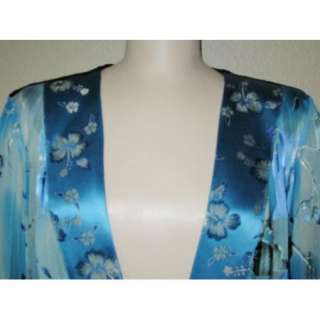 SPENCER ALEXIS Blue Floral Silver Black Lace Kimono Jacket 1X NWT NEW 