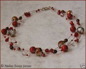 RED Collier Kette Schaumkoralle Perle 925 Silber r854  