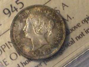 1886 five cents Large 6 Canada ICCS MS 64  