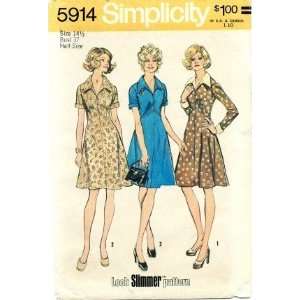 Simplicity 5914 Sewing Pattern Misses Look Slimmer Dress Size 14 1/2 