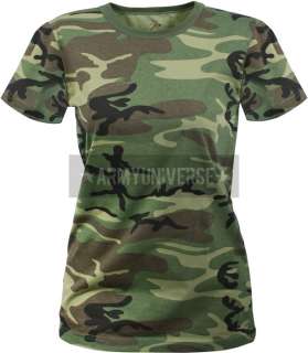 Woodland Camouflage Womens Longer Tactical T Shirt  