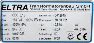 Transformator Trafo ELTRA GDC 0,16 160W Netzteil  