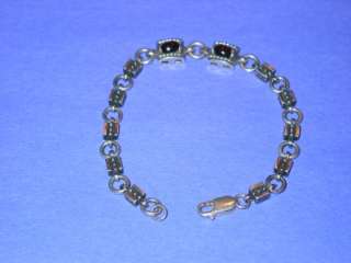 Great Vintage Sterling & Garnet Hand Made Link Bracelet  