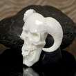 RAM Horned Demon Skull Carving Buffalo Bone Sculpture Carved in Bali 