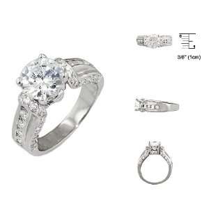   Sterling Silver Round and Channel CZ Engagement Ring Size 6 Jewelry
